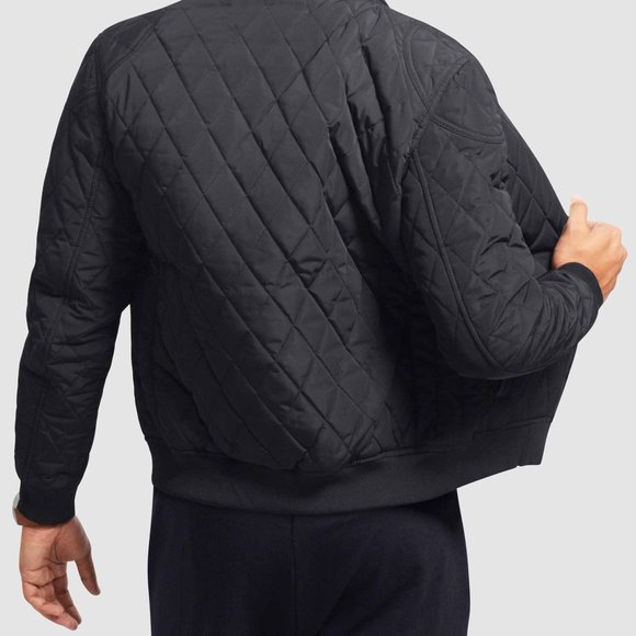 OLGYN Men’s Quilted Black Bomber Jacket - Picture 2 of 4